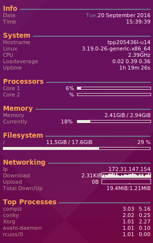 Conky simple config for VM