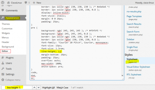 Wordpress stylesheet update